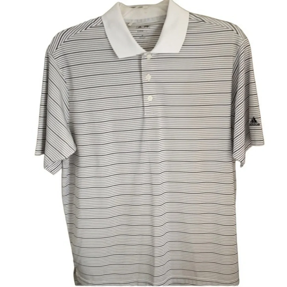 ADIDAS ClimaLite Golf Black White Stripe Moisture Wicking Size M